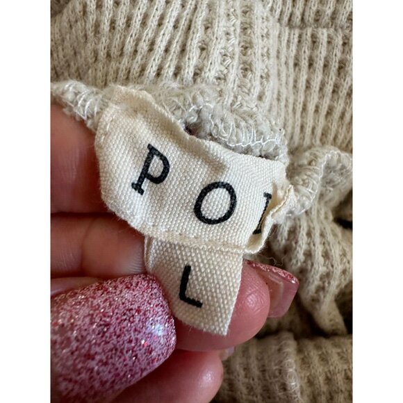 POL Track Suit Hoodie Oversized Waffle Knit Crop Top Hooded Pants - Picture 5 of 16